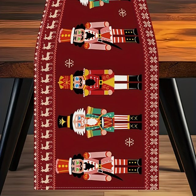 VIKAMA Tischläufer American Vintage Nussknacker Weihnachten in Rot, B/T/H: 183 x 33 x 1 cm - Bild 1