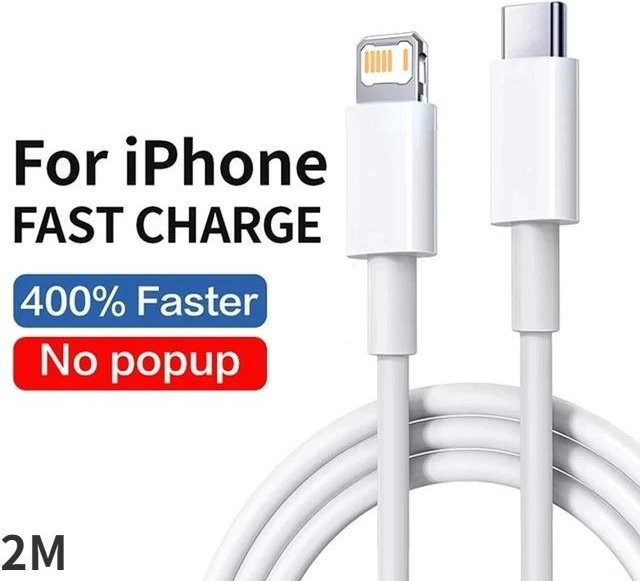 L.RIDING PULO 20W PD Schnellladegerät mit USB-C auf Lightning Kabel in Weiß, 2m Länge - Bild 1