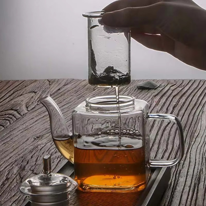 VINRITO Japanisches quadratisches Teeglas-Set mit Tee-Infuser, transparentes Glas, B/T/H: 12,0 x 12,8 x 12,0 cm - Bild 5