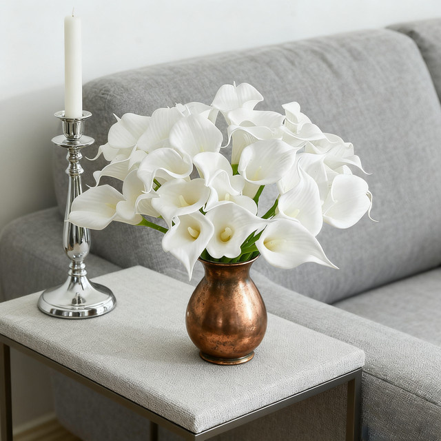 ZQCY Künstliche Lotus-Blumen für Hochzeitskranz und Dekoration in Weiß und Gelb - Bild 1