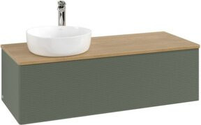 V&B Waschtischunterschrank Antao mit Frontstruktur und Beleuchtung in Eiche honig, B/T/H: 120 x 50 x 36 cm - Bild 1