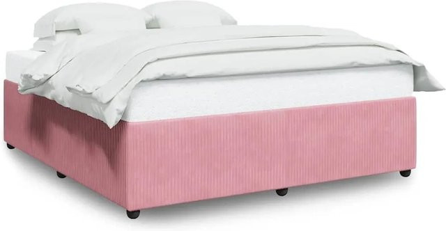 vidaXL Bettgestell aus Samt in Rosa mit massivem Kiefernholz, B/T: 180 x 200 cm - Bild 1