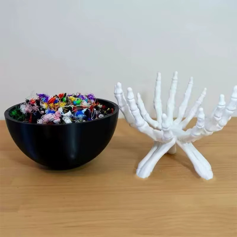 Hoeaden Halloween-Süßigkeitenschale in Form von Gothic-Skelett-Händen, schwarze Keramik-Servierschale für gruselige Heimdekoration, Durchmesser: 11,0 cm, Höhe: 12,0 cm - Bild 3