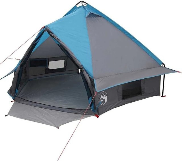 vidaXL Teepee Zelt mit Dach Blau und Grau B/T/H: 490 x 410 x 210 cm - Bild 1