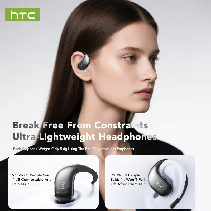 HTC NE57 Open-Ear Bluetooth-Kopfhörer mit AI Simultanübersetzung in Schwarz - Bild 5