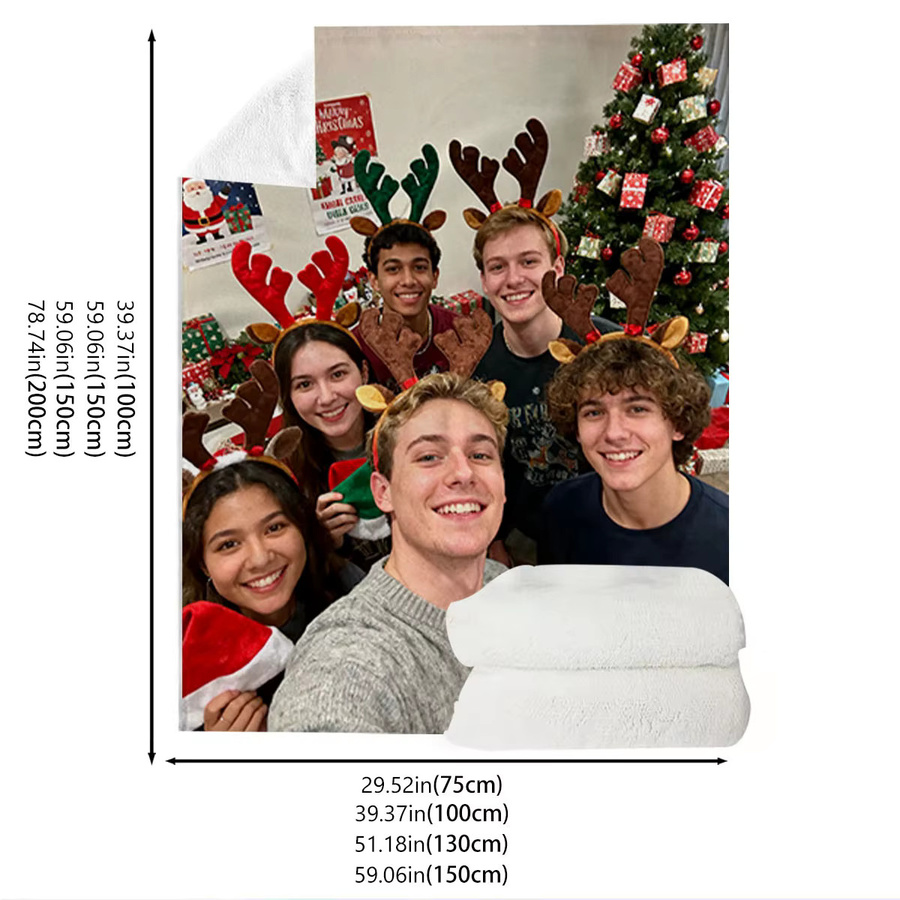 Personalisierte Weihnachts-Fotodecke von SRH aus weichem Flanell, individuell gestaltbare Fotodecke in Multicolour für Sofa und Bett - Bild 5