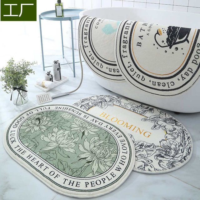 VIKAMA Luxus-Teppich im Kaschmir-Stil mit floralem Design, grün, wasserdicht, schmutzabweisend und rutschfest, B/T: 60 x 40 cm - Bild 1