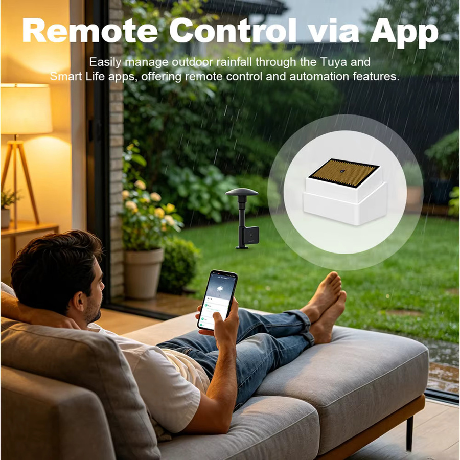 Tuya WLAN Smart-Regenerkennungssensor zur Wasserleckage- und Überschwemmungsdetektion, IPX4 wasserdicht, batteriebetrieben, Farbe: Weiß, Smart Life App-Steuerung - Bild 2