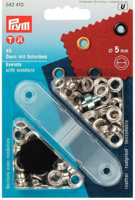 Prym Ösen mit Scheiben in Silber, 40 Stück, 5 mm - Bild 1