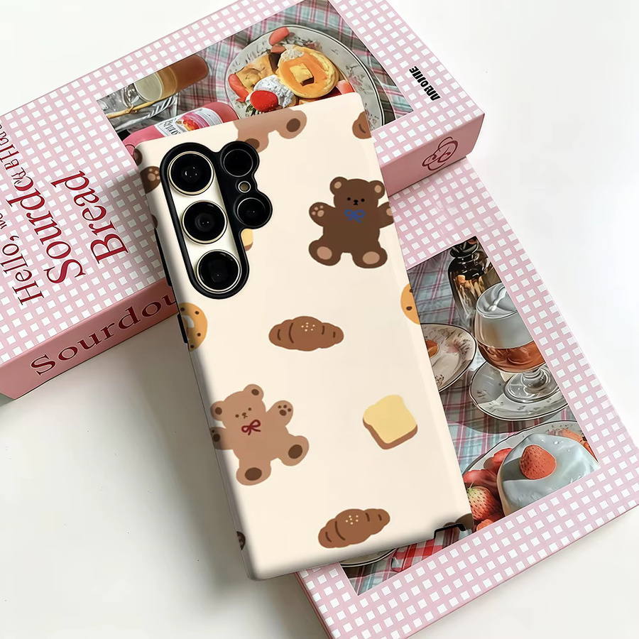 Stoßfeste Doppelschicht Handyhülle mit Teddy & Bäckerei Motiv für Samsung Galaxy S25 Ultra, S24 und S23 Ultra Plus in Multicolour - Bild 3