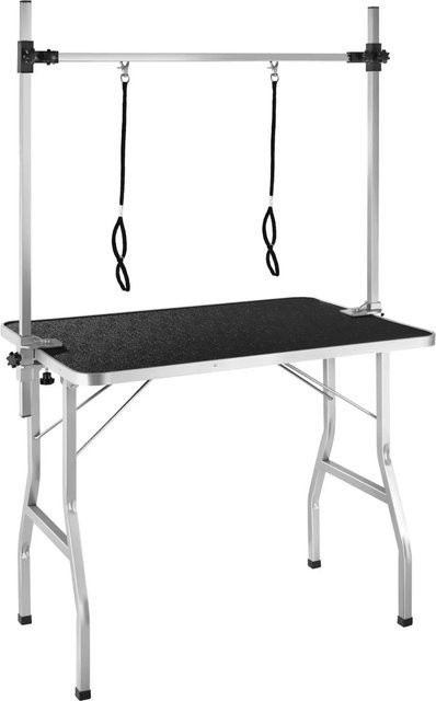 tectake Trimmtisch mit höhenverstellbarem Galgen und 2 Schlingen, Schwarz Silber, B/T/H: 105,5 x 50 x 159 cm - Bild 2
