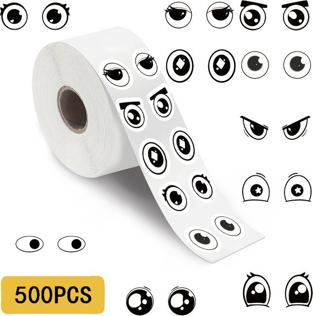 500 Stück Kawaii Cartoon Augen Aufkleber in Schwarz für Telefon, Café und Streetwear Ästhetik - Bild 1