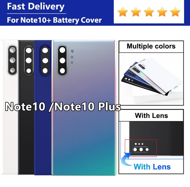 Samsung Note 10 Plus N970F N975F Ersatz-Rückglasgehäuse inklusive Klebstoff und Kameralinsen in Schwarz - Bild 1