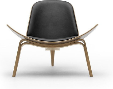 Carl Hansen & Søn CH07 Stuhl mit Thor Leder in Schwarz und Furnier - Bild 1