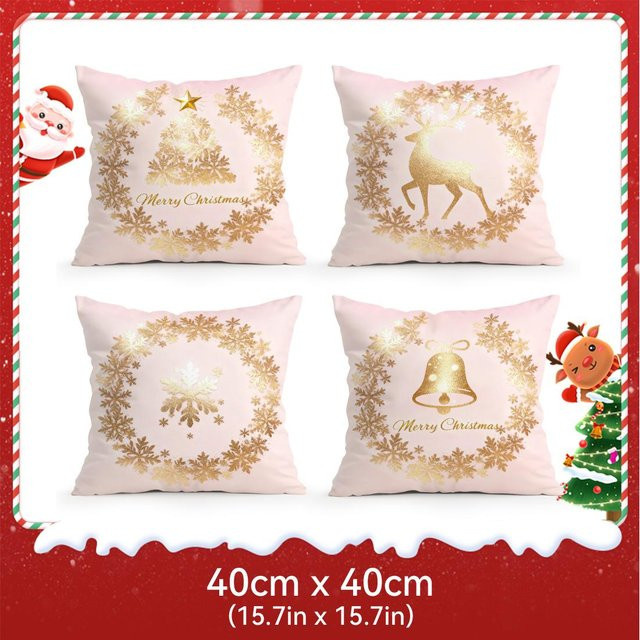 Tinika Chen Dekokissen Kissenbezug Roségold Weihnachten Thema aus Polyester, B/H: 18 x 18 cm - Bild 1