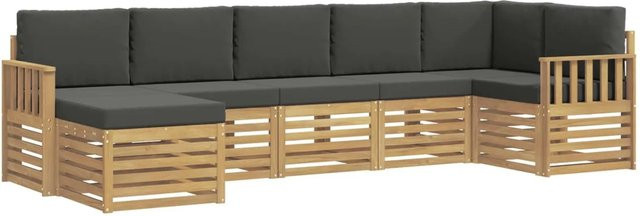 vidaXL Outdoor-Sofagarnitur 7-teilig aus Akazienholz in Anthrazit und Weiß mit Polsterkissen im L-Shape Design - Bild 1