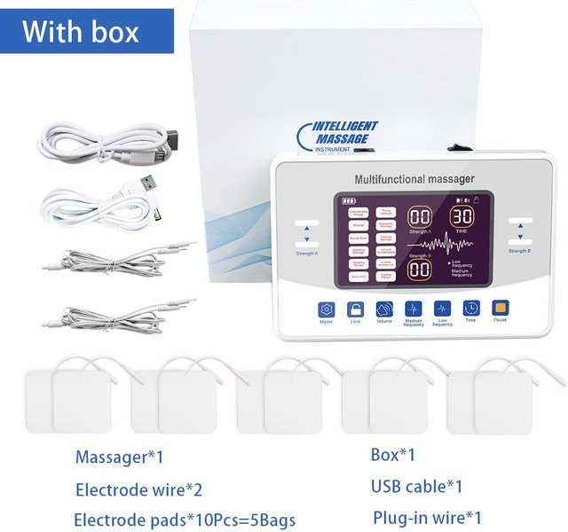 Sanpkon Wiederaufladbarer EMS TENS Muskelstimulator und Elektrostimulator zur Schmerzlinderung und Entspannung in Weiß - Bild 1