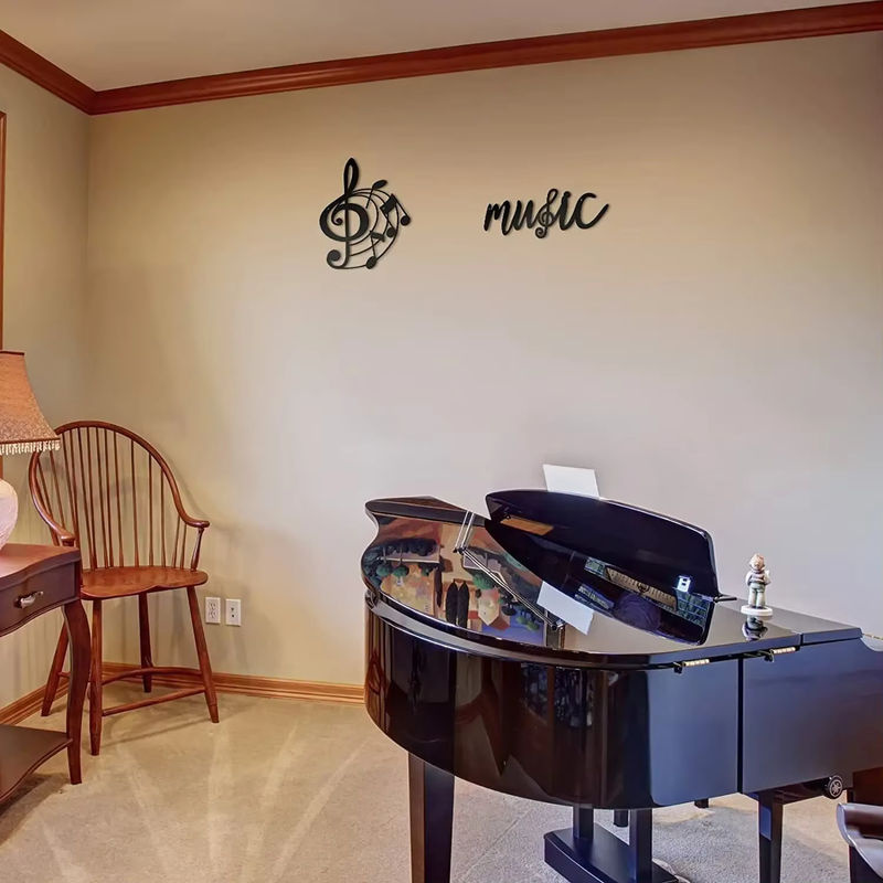 Hello young Musik Wanddekoration aus Metall mit Violinschlüssel und Musiknoten, Schwarz, 2er-Set - Bild 5