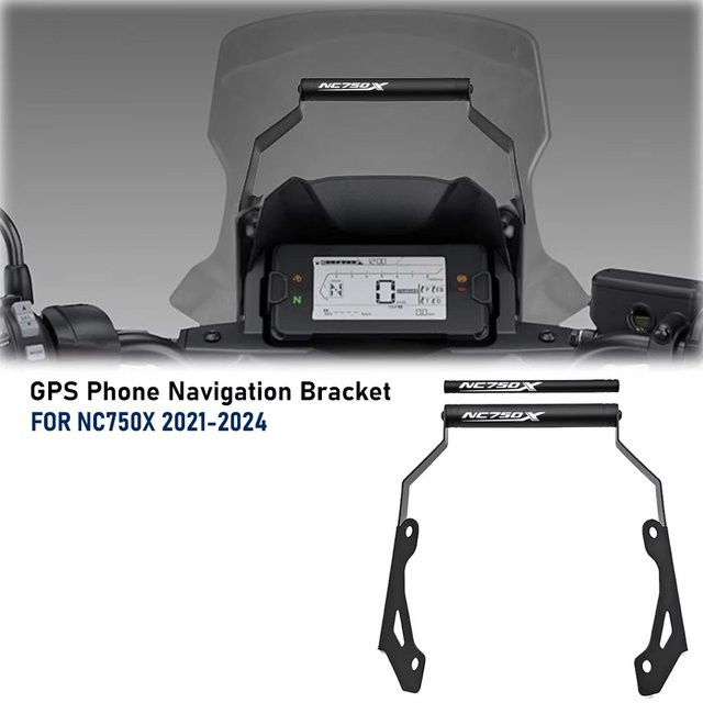 Motorrad-Handyhalterung und GPS-Navigationshalterung aus CNC-Aluminium für Honda NC750X NC750 X DCT Modelle 2021-2024 in Schwarz - Bild 1