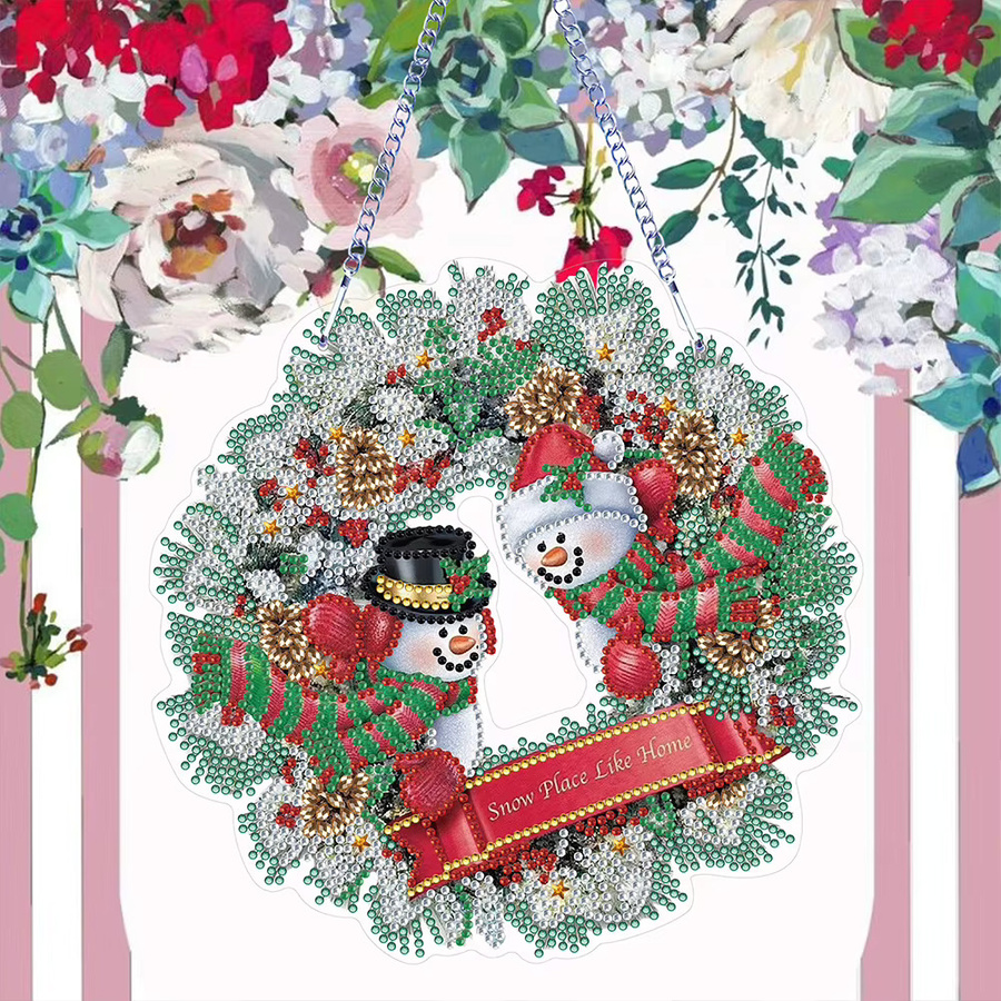 VAKIND 5D DIY Diamantmalerei Weihnachts-Kranz in Multicolour als Kreuzstich-Stickerei zur Wanddekoration für Weihnachten und Neujahr - Bild 1