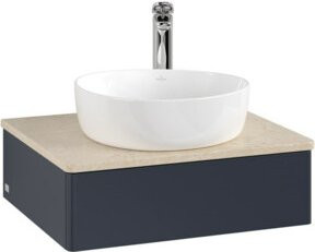 V&B Waschtischunterschrank Antao ohne Frontstruktur, Mattblau lackiert, B/T/H: 60 x 50 x 19 cm - Bild 1