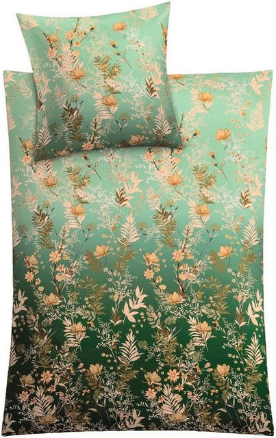 Kleine Wolke Bettwäsche Zahra aus Mako-Satin in Grün mit floralem Design - Bild 1