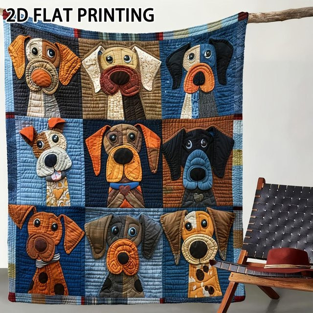 Gemütliche Hundesteppdecke von JMG Household Supplies in Blau und Braun, weiche Flanell-Überwurfdecke mit Tier-Motiv, B/B: 100 x 150 cm - Bild 1