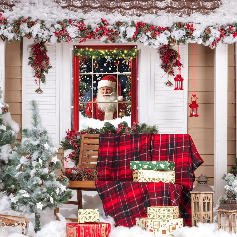 VIKAMA Weihnachts-Fensterabdeckung mit Weihnachtsmann als Party-Dekoration für Innen und Außen, Breite: 80 cm, Höhe: 120 cm - Bild 2