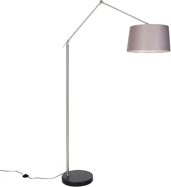 QAZQA Moderne Stehleuchte aus Stahl und Leinen in Dunkelgrau mit Betonoptik, Höhe: 190,8 cm - Bild 1