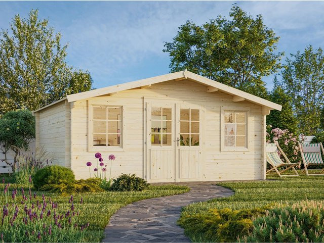 Palmako Gartenhaus Klara aus Fichtenholz mit Satteldach, lackiert in Hellgrau/Anthrazit, B/T/H: 518 x 420 x 247 cm - Bild 1