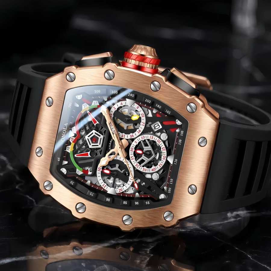 ONOLA Chronograph, Quarz, Edelstahl, Bicolor, Schwarz, Herren - Bild 1