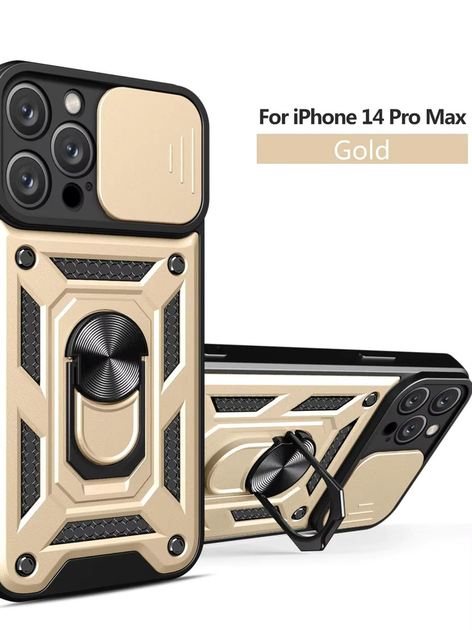 Magnetische Stoßfeste iPhone 14 ProMax Schutzhülle mit Ring-Ständer in Rot - Bild 7