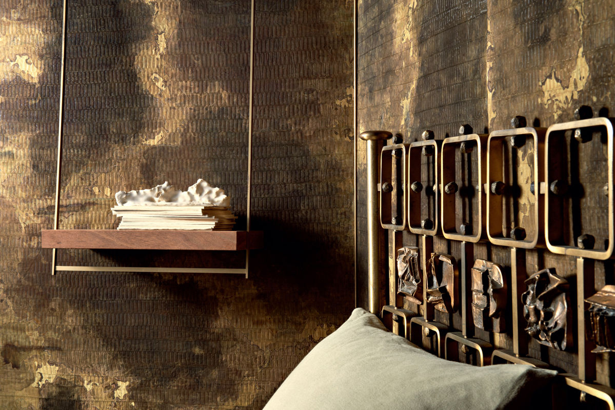 CMO Paris Tapete Hurricane Or Oxydé in Gold, Braun und Multicolour mit abstraktem Design aus Vlies - Bild 2