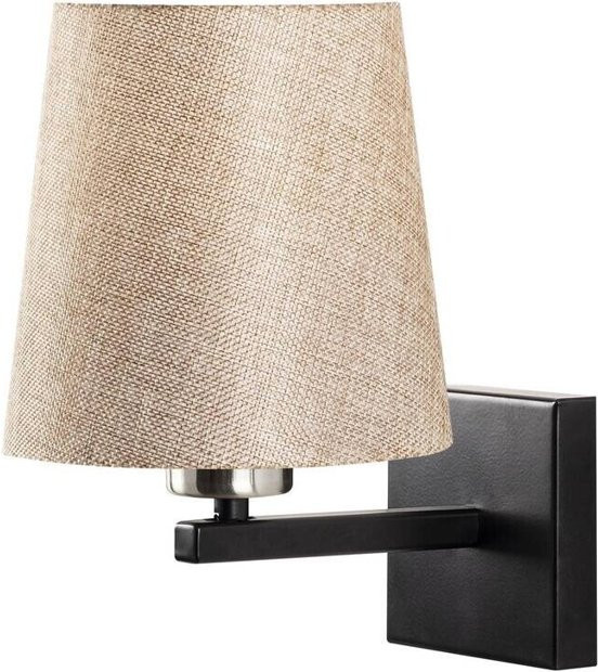 Opviq Wandleuchte aus Eisen in Schwarz und Nickel mit Stoffschirm, E27, B/H/T: 24 x 30 x 18 cm - Bild 1