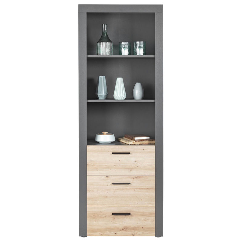 Standregal Bücherregal Corbeto von Inter Link in Anthrazit und Eiche, B/H/T: 68,6 x 190 x 41,6 cm - Bild 3
