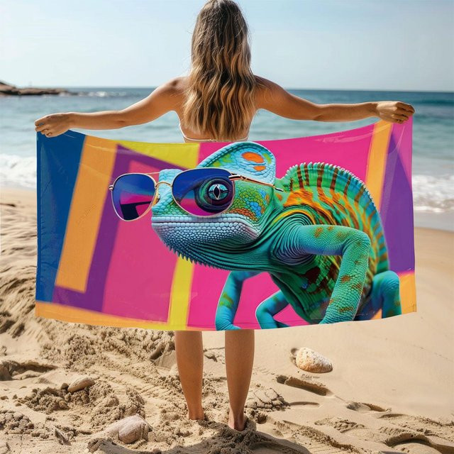 Schnelltrocknendes Chamäleon-Print Sporthandtuch von JMG Household Supplies, weich und super saugfähig, B/H: 100 x 60 cm, Multicolour - Bild 1