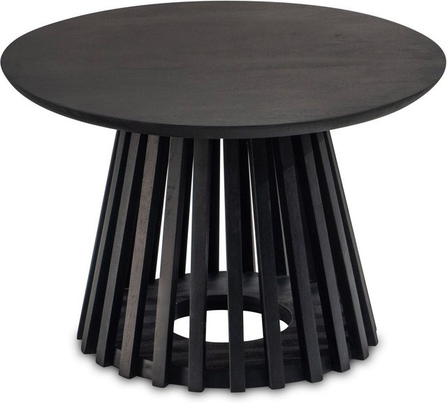 Runder Couchtisch Wohnling aus Mango Massivholz in Schwarz, B/T/H: 60 x 60 x 41 cm - Bild 1