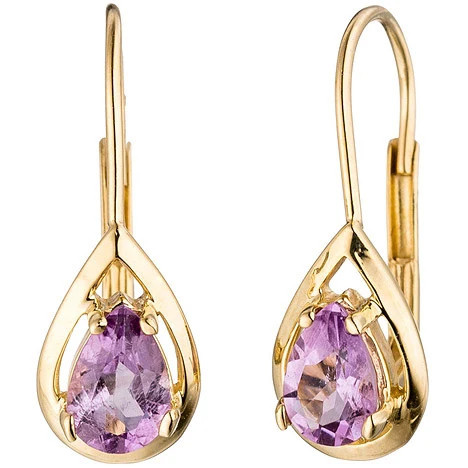 Colfem Ohrringe, 333 Gelbgold, Amethyst, lila, Damen - Bild 1