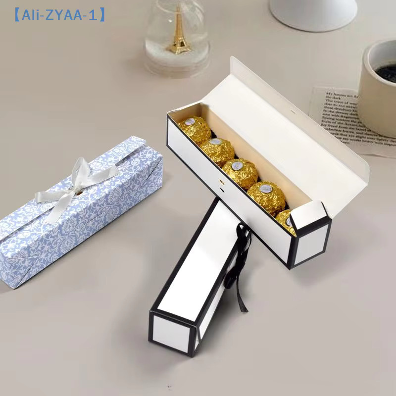 10 Stück ZYAA-1 Schokoladen-Papierboxen im Koreanischen Stil mit Schmetterlingsknoten und Gitterdesign in Blau und Weiß für Valentinstag und Hochzeiten - Bild 1