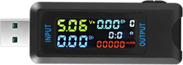 Kkmoon Multifunktions-USB-Spannungs- und Stromtestmessgerät mit digitalem IPS-Display und Kapazitätstester 6527-U in Schwarz - Bild 1
