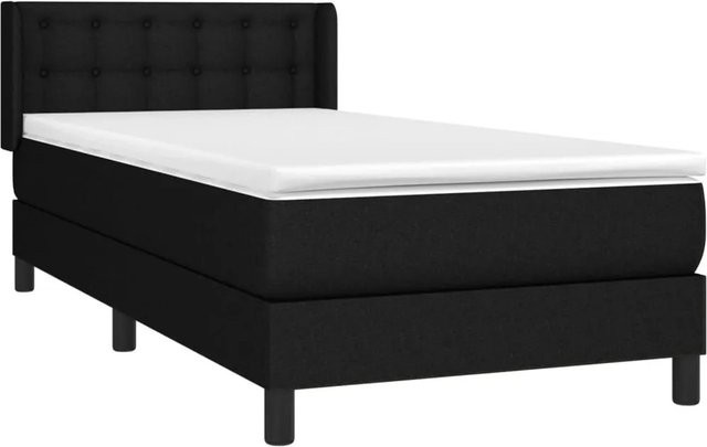 vidaXL Boxspringbett Hybrid mit Matratze und Taschenfederkern, Schwarz, B/T: 90 x 190 cm - Bild 1