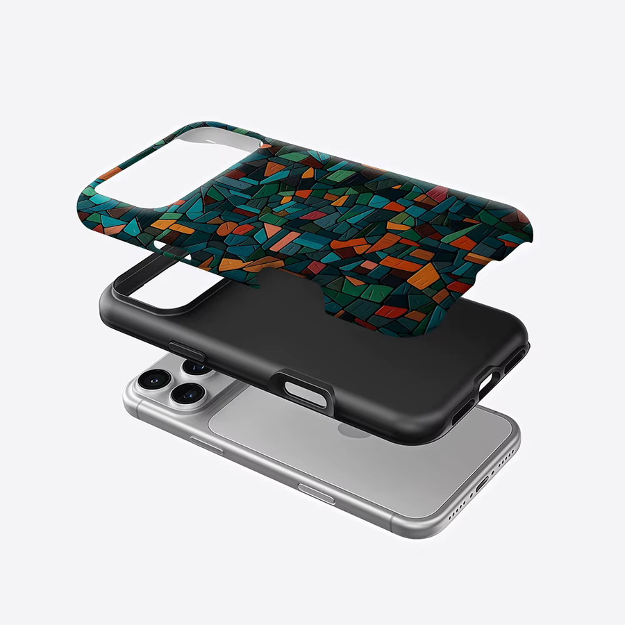 Robuste doppelschichtige Handyhülle von Potdemiel mit blaugrünem Terrakotta-Fliesen-Design für iPhone 17 16 15 14 13 Pro Max Plus, magnetisch kompatibel - Bild 2