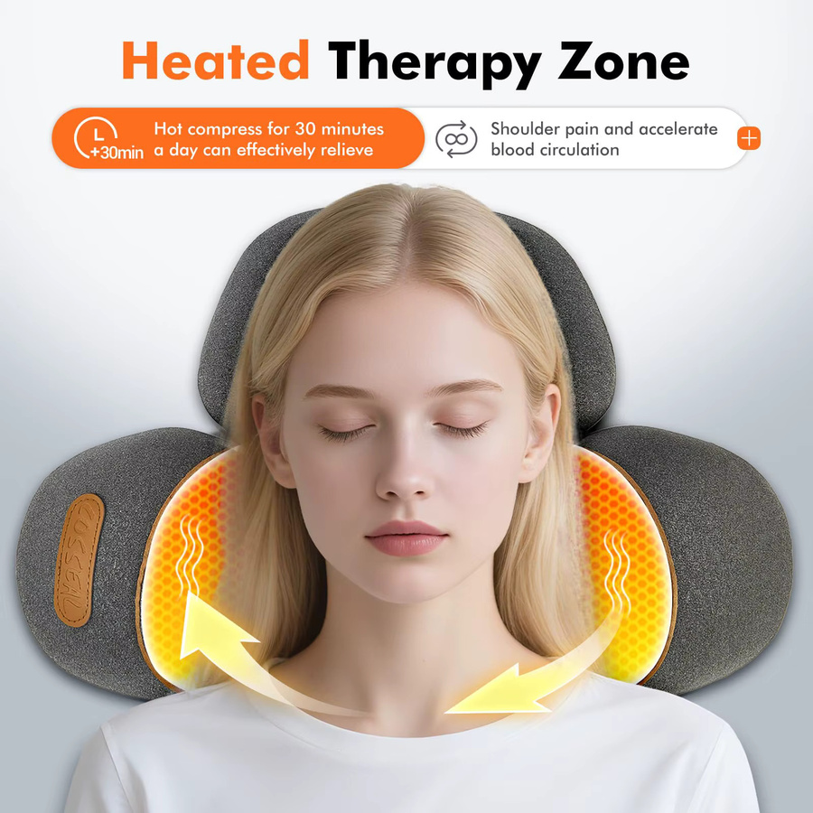 PAQIN 3-in-1 Nackenmassagekissen mit Heiz- und Traktionsfunktion, Grau, Damen - Bild 4