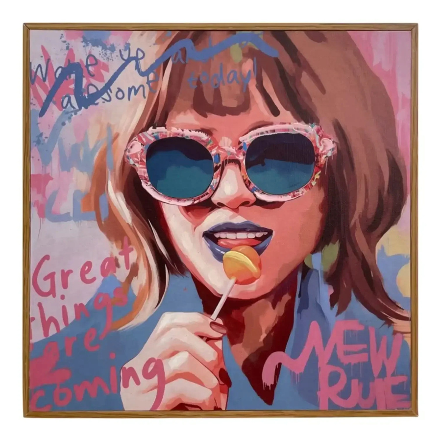 Mansion atmosphere Pop-Art Holzbild Lollipop Frau, Multicolor, B/H: 30 x 30 cm - Bild 1