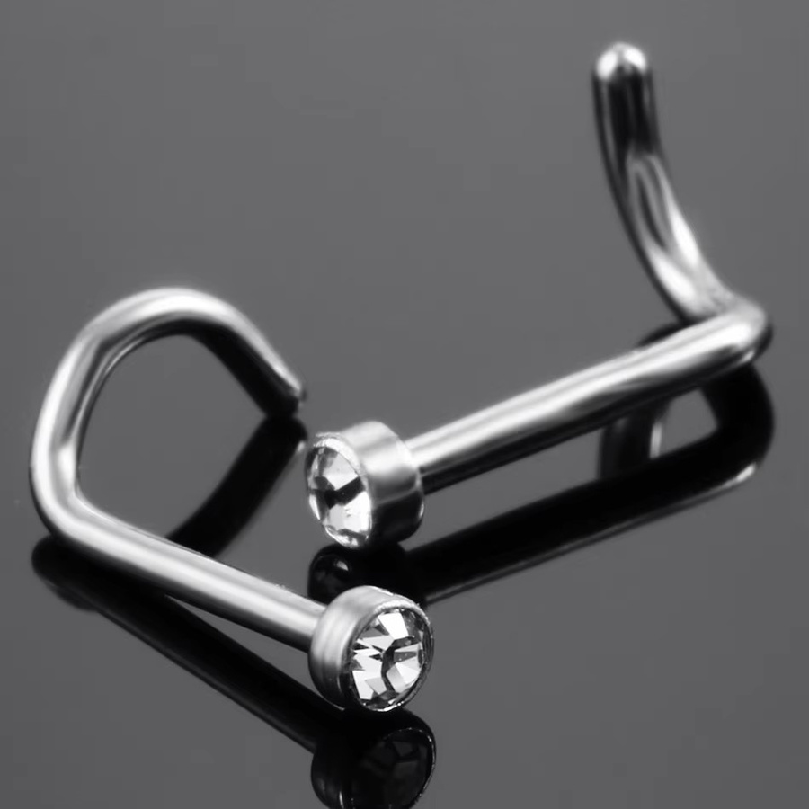 SWANJO Nasenstecker Piercing, Titan, Kristall, Unisex - Bild 2