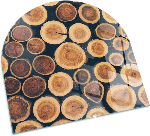 Tulup Funkenschutzplatte aus Glas für Kamin und Ofen als Halbkreis, Farbe: Braun, B x T: 100 x 100 cm - Bild 1