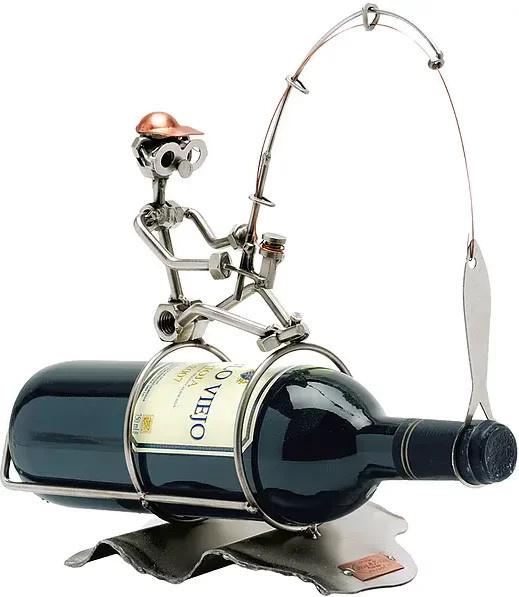 Weinflaschenhalter Angler von Hinz & Kunst in Silber aus Metall - Bild 1