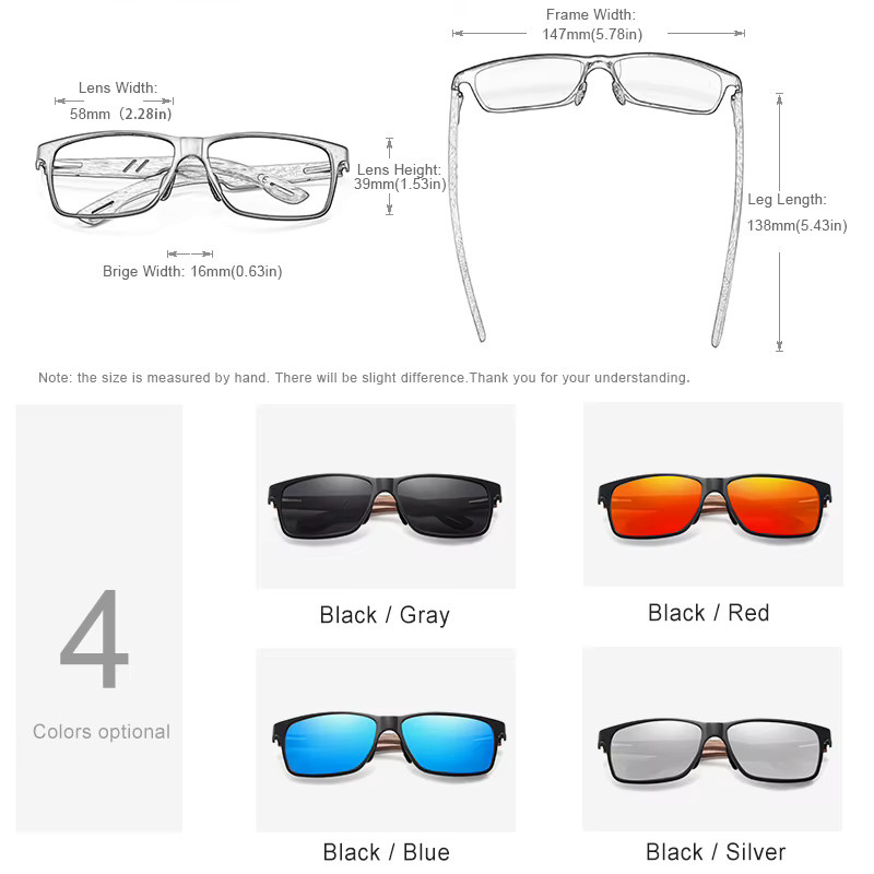 Kingseven Sonnenbrille, Vollrand, rechteckig, Holz, braun, Herren, polarisiert - Bild 2