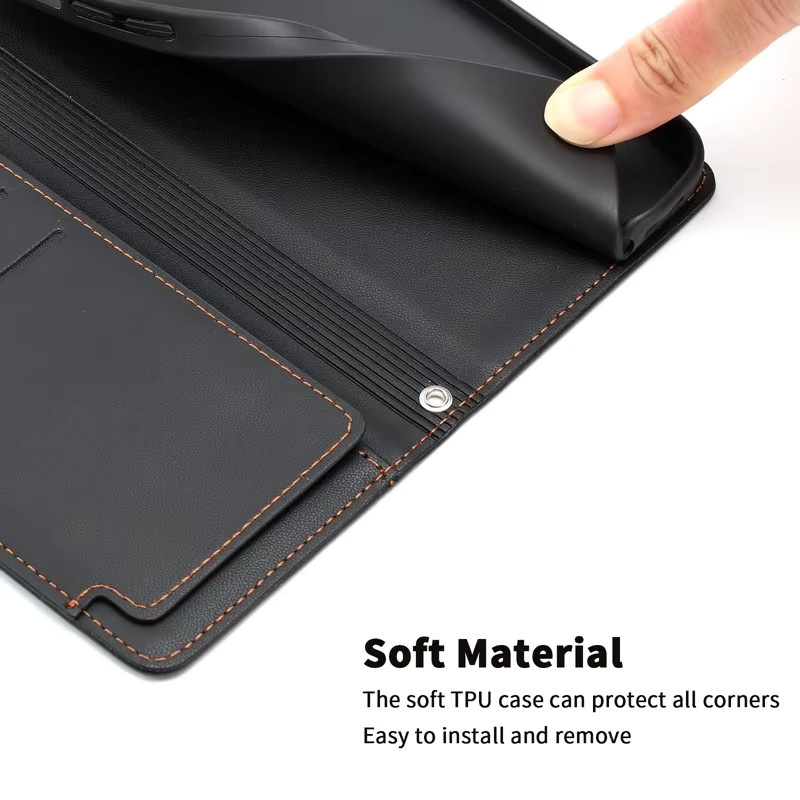 Leder-Flip-Hülle für Blackview Oscal Tiger 12 13 8 und Oscal Flat 2 2C 1C mit 9-Karten-Wallet-Halterung in Schwarz - Bild 5