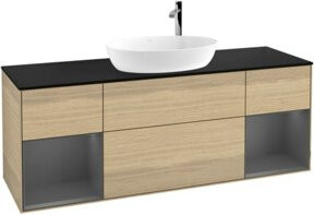 V&B Waschtischunterschrank Finion in Anthrazit mit Eichenoberfläche, Breite: 160 cm, Tiefe: 50,1 cm, Höhe: 50,1 cm - Bild 1